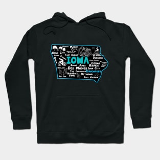 Davenport Iowa map Des Moines Sioux City, Mason City, Ottumwa, Fort Madison Hoodie